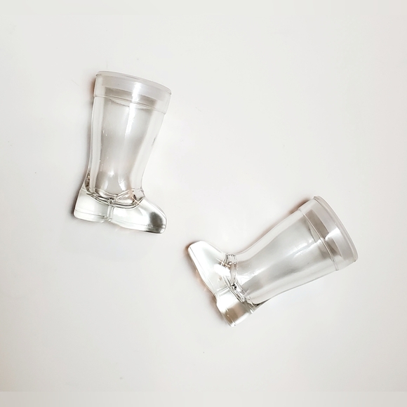 MCM Mod Dep Clear Boot Set of 2 Shot Liqueur Glasses with Lids - Picture 2 of 7